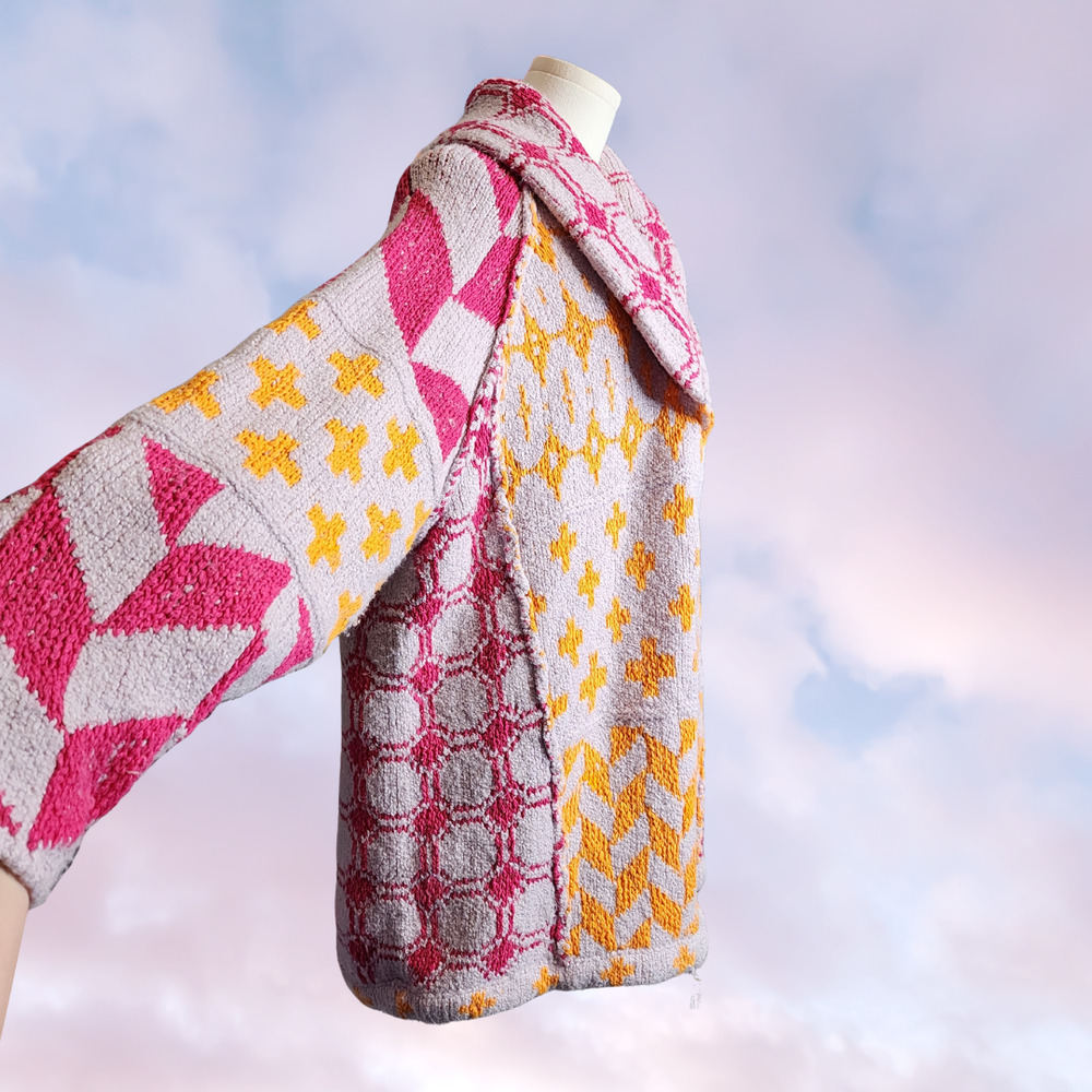 Free People Bright Optimistic Cardi Cardigan Wrap Style Button Up Chunky Knit L - Picture 3 of 7